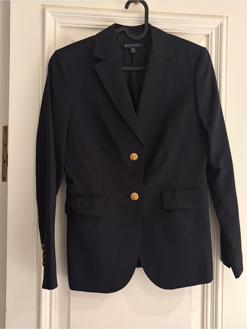Brooks Brothers Navy Blazer with Gold Buttons and Notch Lapel